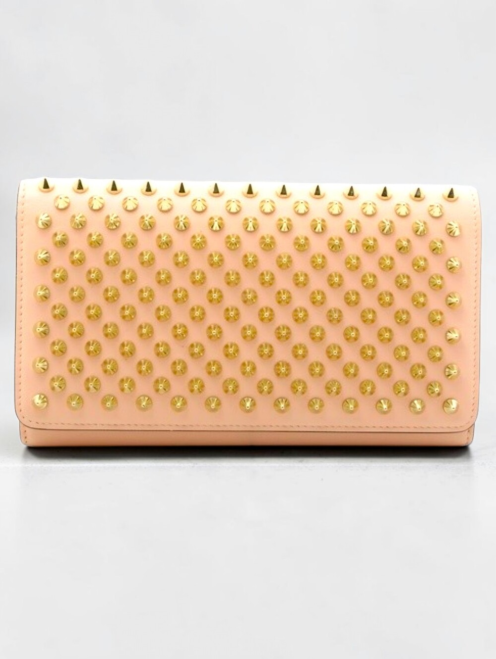 Christian Louboutin Studded Leather Clutch Wristlet Wallet Pink